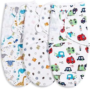 Baby Swaddle Blankets for Baby Boy Girl 3-6 Months ,Hypoallergenic Skin-Friendly Baby Swaddle,Cute Little Soccer Ball, Dinosaur, Adjustable Newborn Swaddles Sleep Sack,Baby Swaddle Sack,3 Pack
