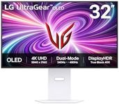 LG UltraGear OLED Gaming Monitor 32GS95UV-W, 32 inch UHD, Dual mode 4K: 240Hz / FHD: 480Hz, 0.03ms Response Time, NVIDIA G-Sync & AMD FreeSync Premium Pro, 7W Stereo speakers, DisplayPort, HDMI 2.1