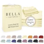 Bella Coterie Luxury Bamboo Viscose Split King Size Sheet Set | 2 Fitted Sheets for Sleep Number & Adjustable Beds | 100% Organically Grown | Cooling & Ultra Soft | 18” Deep Pocket [Lemonade]