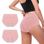 Walifrey Period Pants, Menstrual Underwear for Women, Cotton Knickers Multipack with Leakproof Crotch for Heavy Flow Extra Protection M 2pack Peachy