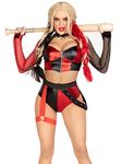 Leg Avenue 87171 10125 2 Pc Crime Spree Sweetie Halloween Costume With Gloved Net Sleeves, Women, Multicolor, XS