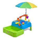 Step2 Waterpark Wonders Two-Tier Water Table, Kids Water Activity Sensory Playset, Comes with Umbrella, Summer Outdoor Toys, 11 Piece Water Toy Accessories, for Toddlers 1.5+ Years Old