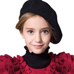 Kids Girl Wool Felt Beret Hat French Style Beanie Cap Artist Hat Elegant Soft Stretchy Bowler Hat Classic Solid Winter Hat Winter Autumn Fashion Warmer Flat Caps Warm Dome Beret Hats Black