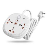 GM 6-in-1 PD Power Strip Extension Board with USB Port, 3 Universal Sockets & 2 Mtr Cord | 2 Type-C & 1 USB-A | Neon Indicator Master Switch | Child Safety Shutter & Surge Protection