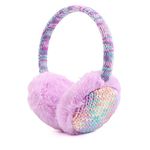 Outdoor Winter EarMuffs for Kids Boys Knitted Ear Cover Plush Toddler Girls Ear Warmer 3-8 Years (Purple)