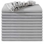BedLooms Double Fitted Sheets 12 Pack – Silver (135x190cm) up to 25cm Deep Bed Sheets