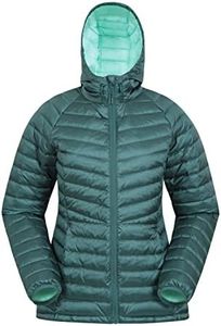 Mountain Warehouse Skyline Womens Hydrophobic Down Jacket - Water Resistant Ladies Coat, Insulated Puffer Jacket, Adjustable - For Travelling & Daily Use, Green, 4