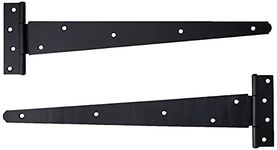 Merriway BH01991 (2 Pcs) Heavy Duty Strap Tee Hinges, Black Japanned 400 mm (16 Inch) - Pack of 2 Pieces