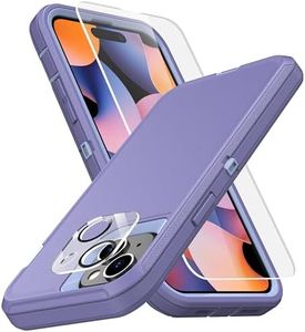 MXX Heavy Duty Made for iPhone 15 Plus Case with Tempered Glass Screen, Camera Lens Protector 3-Layer Full Body Protection - Shockproof Dustproof Cover for 15 Plus Phone Case 6.7" (Light Purple)