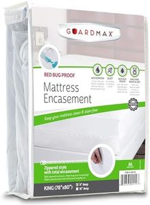 Guardmax Bed Bug Mattress Protector Cover Zippered | 100% Waterproof Encasement | Soft, Hypoallergenic and Breathable | King Size (78x80x11)