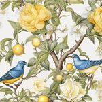 Blue Bird Wallpaper Peel and Stick Wallpaper Lemon Tree Wallpaper Yellow Floral Contact Paper for Cabinets Waterproof Self Adhesive Wall Paper for Kitchen Countertop Wall 17.5" x 118"