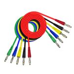 Aoowei Multimeter Banana Test Lead 4mm Colorful Double-ended Stackable Banana Plug Wire Soft Silicone Test Cable for Laboratory Electric Testing（5Pcs）