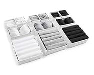 Eco Home Store 12pcs White Large Drawer Organisers Divider Drawer Dividers Clothes Storage Bedroom Drawers Wardrobe Organiser Storage Organizer Clothing & Wardrobe Storage Solutions