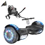 EVERCROSS Hover Board Kids, Hoverboards with Seat Attachment Hoverkart, 6.5" Self Balancing Scooters, Hoverboards Bluetooth with LED Lights, Ideal Hover Board for Kids Teenagers Adults Black