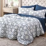 Bedsure Twin Comforter Set 7 Pieces - White Quatrefoil Comforters Twin Size, Lightweight Bedding Sets for All Season, Bed in a Bag with Comforters, Sheets, Pillowcases & Shams