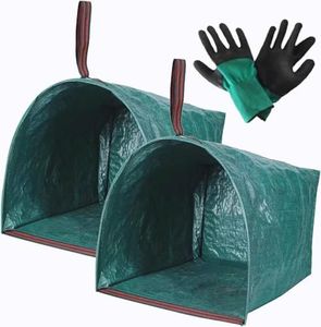 2 PACK Leaf Bag Holder,Garden Bags for Debris,Collapsible Yard Waste Bag With Gardening Gloves, Reuseable Heavy Duty Lawn and Leaf Bags,40 Gallons Yard Garden Bags for Leaves Lawn Grass Clippings