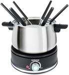 Swissmar Arolla 10 Pieces Stainless Steel Electric Fondue Set - Perfect Fondue Pot Electric Set for Cheese, Caramel, Chocolate, Oil, Broth & More - Gift Ideas for Wedding, House Warming, 2.1 Qt / 2L