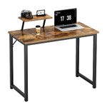 SDHYL Computer Desk, 31.5 Inch Modern Desk with Storage Shelves, Simple Student Study Desk, Home Office Table Computer Workstation for Small Space, Rustic Brown