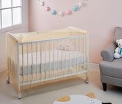 Amazon Brand - Solimo Crib Mosquito Net for Cot/Crib with Zipper Opening for Easy Access to Baby | Ideal for Large Size Crib | Size: 145 cm(L) X 75 cm(W) (Large),Peach