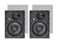 Monoprice in Wall 3-Way Speakers Carbon Fiber - 8 Inch (Pair) with Paintable Magnetic Grille, for Home Theater - Alpha Series