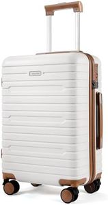 FIGESTIN Carry on Luggage 22x14x9 Airline Approved with Spinner Wheels, Hardside Lightweight 20" Carry on Suitcase Airline Approved TSA Lock (Beige)