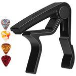 Capo Guitar Capo with Pick Holder for Acoustic and Electric Guitar, Ukelele, Bass, Banjo with Guitar Picks (graphite black)