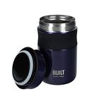 BUILT Double Wall Vacuum Insulated Food Flask for Hot and Cold Foods, Stainless Steel, Navy, 490 ml