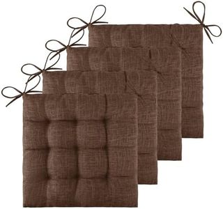 ELFJOY 4 Pack Chair Cushions for Dining Chairs Chair Pads Cushion for Kitchen Office Tufted Textured Square Seat Cushion with Ties (16" Dark Coffee)