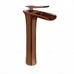 Marcoware Brass G555 Waterfall Design Antique Single Lever Basin Mixer with Hot & Cold Connection Hoses, Rose Gold, Brushed Finish