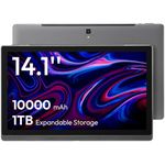 MESWAO 14.1 Inch Android Tablet, 2025 Large Screen Tablet with 1080P IPS FHD Big Display, 10000mAh Long-Lasting Battery, 8-Core Processor, 6GB RAM 128GB ROM (1TB Expand), WiFi, Durable Metal Frame