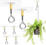 Sankoly 12 Pcs Self Adhesive Ceiling Hooks No Drilling Ceiling Hooks Stainless Steel Eye Hooks for Hanging Small Plants Ceiling Decoration