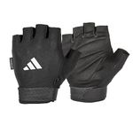 adidas Men's Essential Adjustable Gloves - White Weight Lifting, Black, Large (Palm 20 - 21.5 cm)