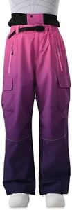 HIGH EXPERIENCE Snowboard Pants for Women Men Baggy Ski Pants Loose Warm Insulation Waterproof Windproof (Purple Gradient, X-Small)