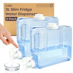 Fridge Water Dispenser - 2 Pack 3L Slim Fridge Water Dispenser with Tap for Water, Juice and Other Cold Drinks - Reusable Water Dispenser for Fridge, Travel, Camping, Picnic and Outdoor Events