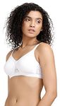 Rosaline by Zivame Women's Cotton Elastane Padded Underwire_Type.Value Non-Wired Full Coverage T-Shirt Bra (PY10HL- White_34C)