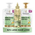 Pantene Grow Strong Shampoo and Conditioner Set and leave in cream to promote hair growth. For dry, damageed hair, helps reduce hair loss, strengthen and thicken hair.