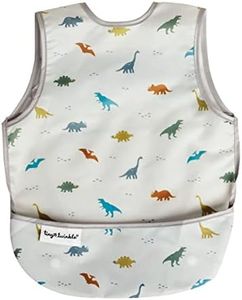 Tiny Twinkle Mess-Proof Apron Bib - Baby & Toddler Waterproof Smock with Tug-Proof Closure, Dinosaur, Small 6-24 Months