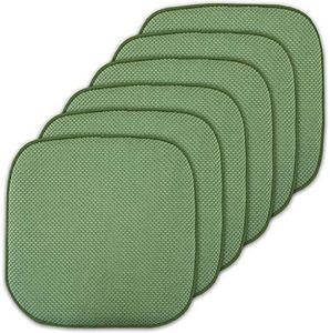Sweet Home Collection Cushion Memory Foam Chair Pads Honeycomb Nonslip Back Seat Cover 16" x 16", 6 Pack, Green