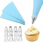 14 Piece Icing Nozzle Set- Silicone Piping Bags- Stainless Steel Cake Decorating Nozzles-Coupler Reusable Icing Piping Bag for Cakes, Cookies Pastries & Cupcakes