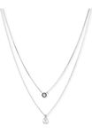 DKNY Silver-Tone Two Row Double Pendant Necklace for Women with a Crystal Stone, 60483520