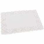 BELLE VOUS 100 Pack White Rectangle Lace Paper Doilies - 36.5 x 26cm / 14.37 x 10.24 inches - Tableware for Cake, Wedding Decoration Placemats and Packaging