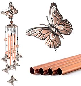 Wind Chimes Outdoor Clearance, Butterflies Aluminum Tube Wind Chime with S Hook,Patio Garden Decor, Housewarming Gift. (Butterflies)