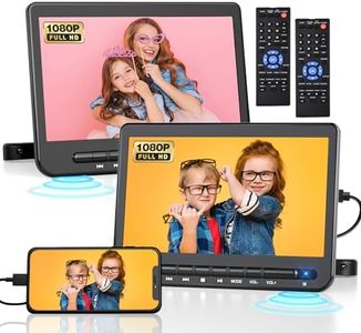 Car DVD Player Dual Screen for Kids, DESOBRY 10.5" Portable DVD Players, Headrest DVD Player with 1080P HD HDMI Input, AV Out, USB/DVD Playback, Last Memory