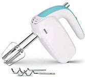 Onix OHM-150 150 Watt Hand Mixer with 2 Hooks & Beaters (White & Cyan Blue), 1 Year Warranty, Light weight Hand mixer ease and convenient for Kitchen