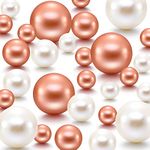 Hicarer 120 Pieces Pearl for Vase Filler Pearls Bead for Vase Makeup Beads for Brushes Holder Assorted Round Faux Pearl Beads for Home Wedding Decor, 14/20/ 30 mm(Creamy White, Rose Gold)