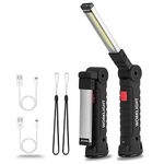 Vagocom LED Battery Powered Rechargeable Torches, Gifts for Mens Him,Bright Inspection Lamp Torch Work Light Mechanic Tools with Magnetic Base and Hook for Camping Christmas Birthday Gift(2 Pack)