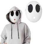 DKINY Shy Guy Mask for Kids Adults, White Full Face Mask Shy Guy Costume, Funny Shy Girl Mask Cosplay Props Accessories for Carnival Halloween World Book Day Masquerade