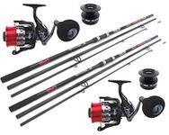 Hunter Pro 2 X 12ft Carbon Surf Beach Caster Rod & Sea Fishing Reel + Spare Spool