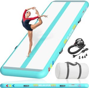 WELANDFUN Tumble Track Mat for Gymnastics | 6 inches Air Tumbling Mats, 16ft Inflatable Gymnastics Mat for Home Use, Training, Cheerleading, Water Yoga with Electric Air Pump