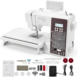 Computerized Sewing and Quilting Machine, 300 Stitches, LCD Screen, 1-Step Buttonhole, Speed Control, Wide Table, Beginner Sewing Machine for Clothes & Jeans, Sews Multiple Layers of Denim